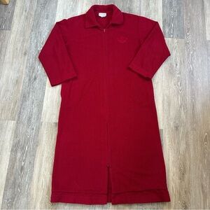 Vintage Miss Elaine red zip up full length robe nightgown Sz S